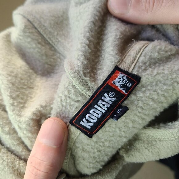 'Kodiak' tan fleece hoodie pullover sweatshirt men's L - Picture 3 of 3
